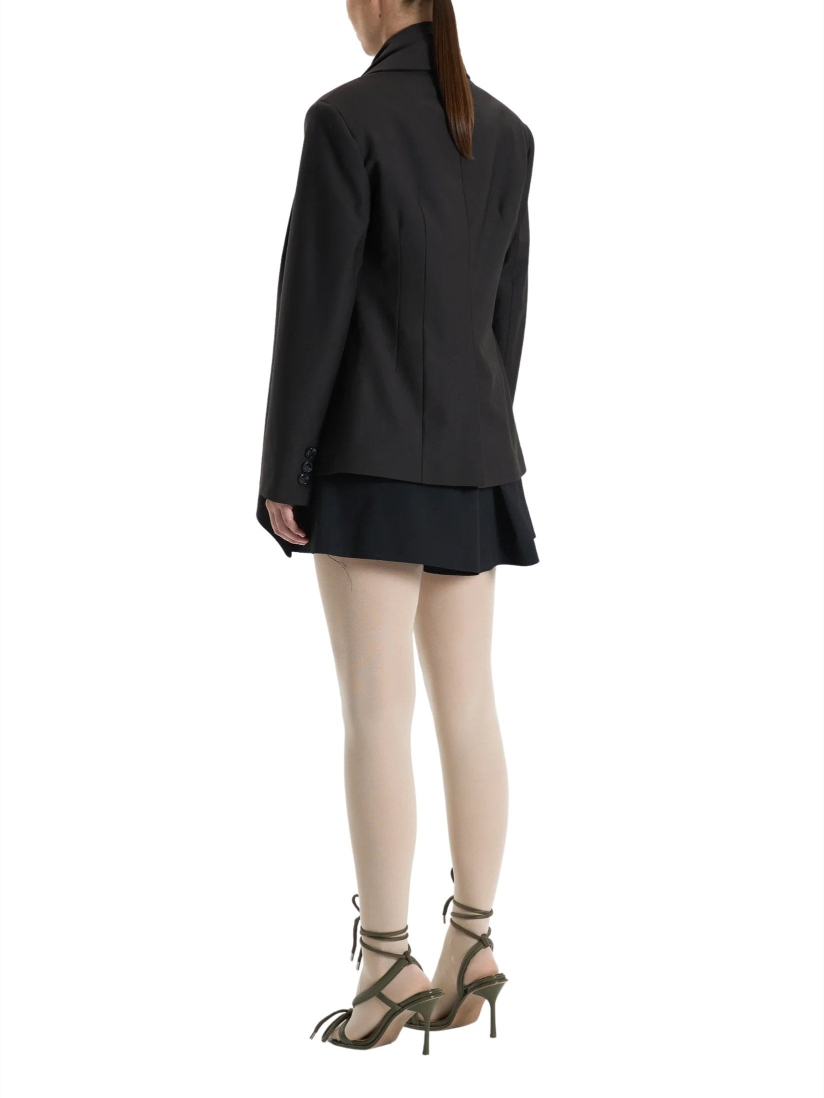 Khaki belted draped jacket