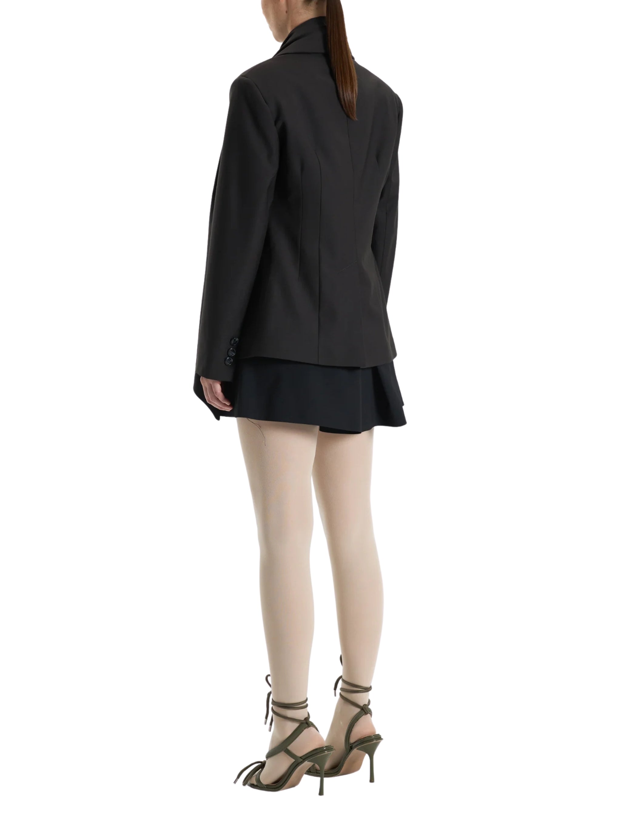 KHAKI BELTED DRAPED JACKET