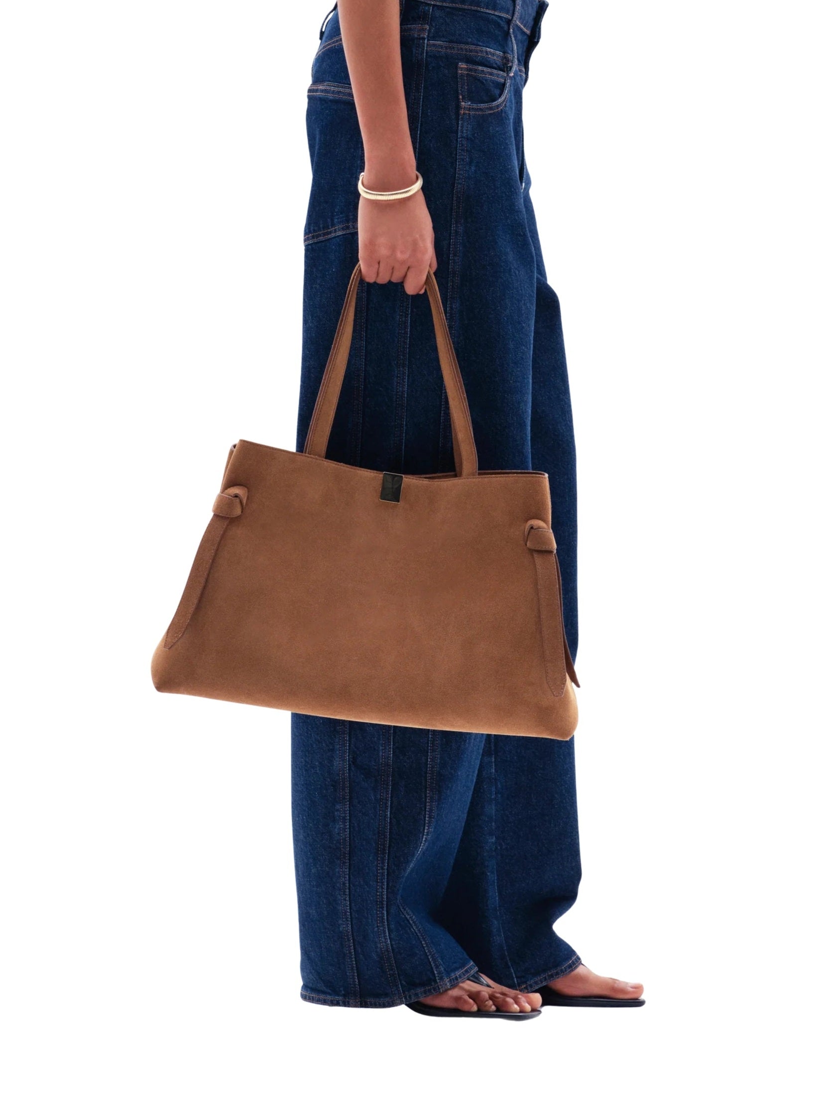 Gyoza tote cognac suede