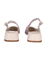 Slingback nappa & tweed off w & multic