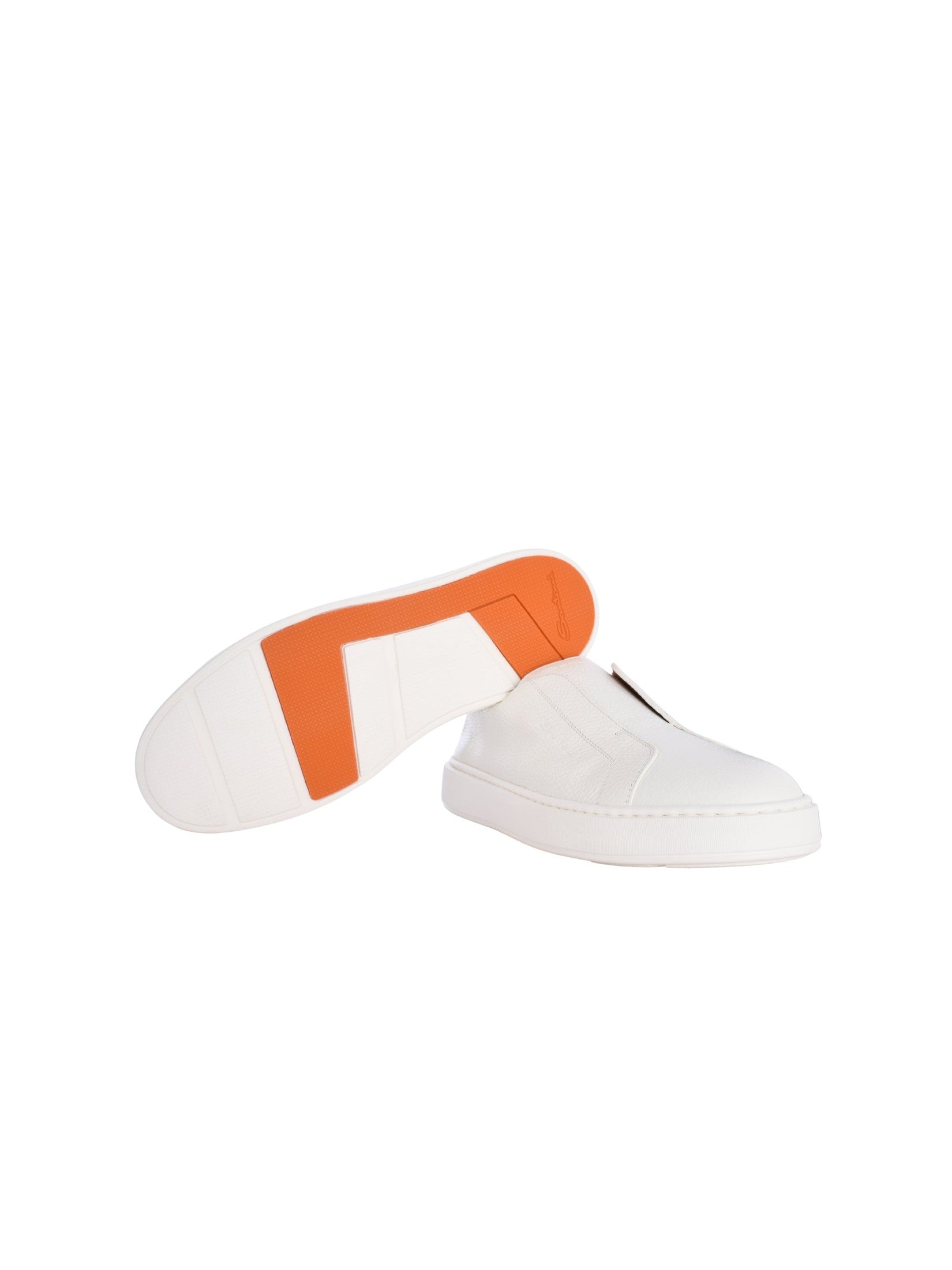 Men's white tumbled leather slip-on sneaker