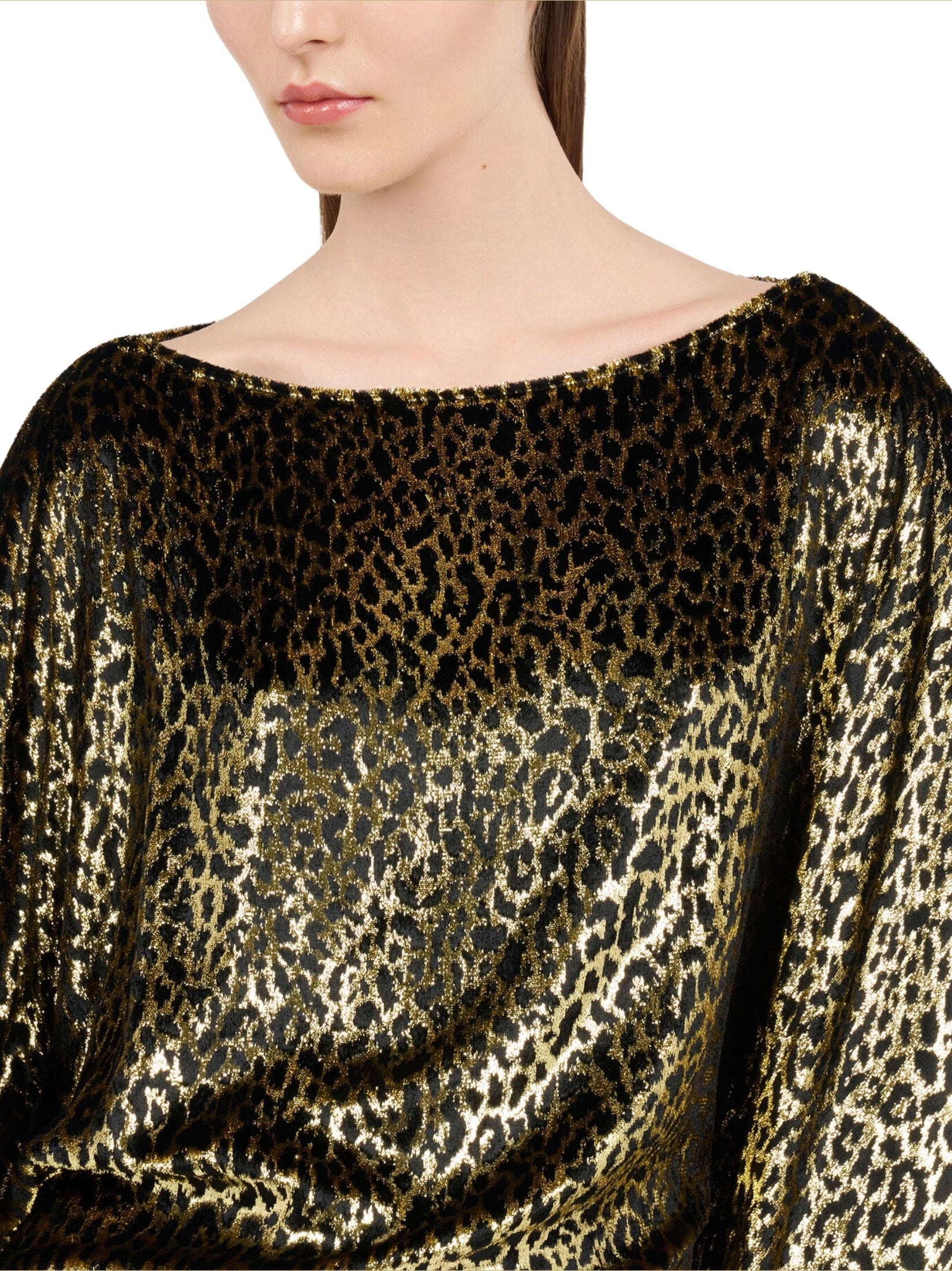 Glossy silk animal-print kimono dress
