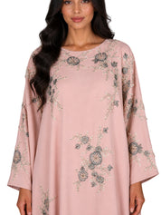 Hand embroiderd flowers -long sleeve dress-kaftan cut dress