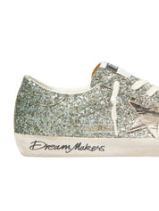 Super star glitter upper toe tongue and heel laminated star