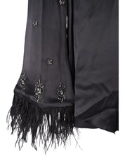 Embroidered and Feather Detailed Satin Blouse