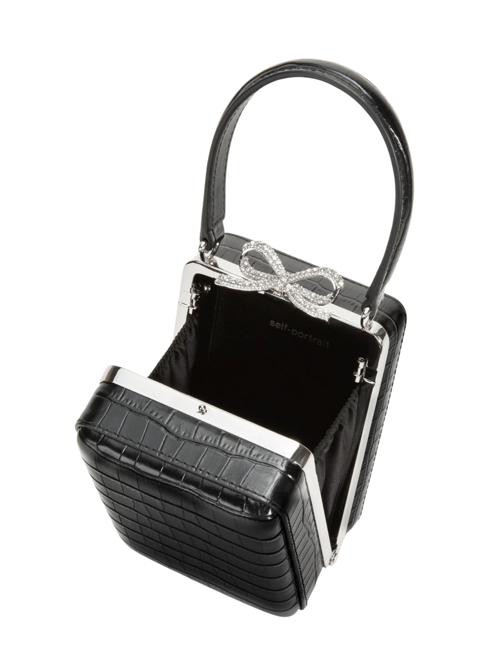 Black croc leather micro bag
