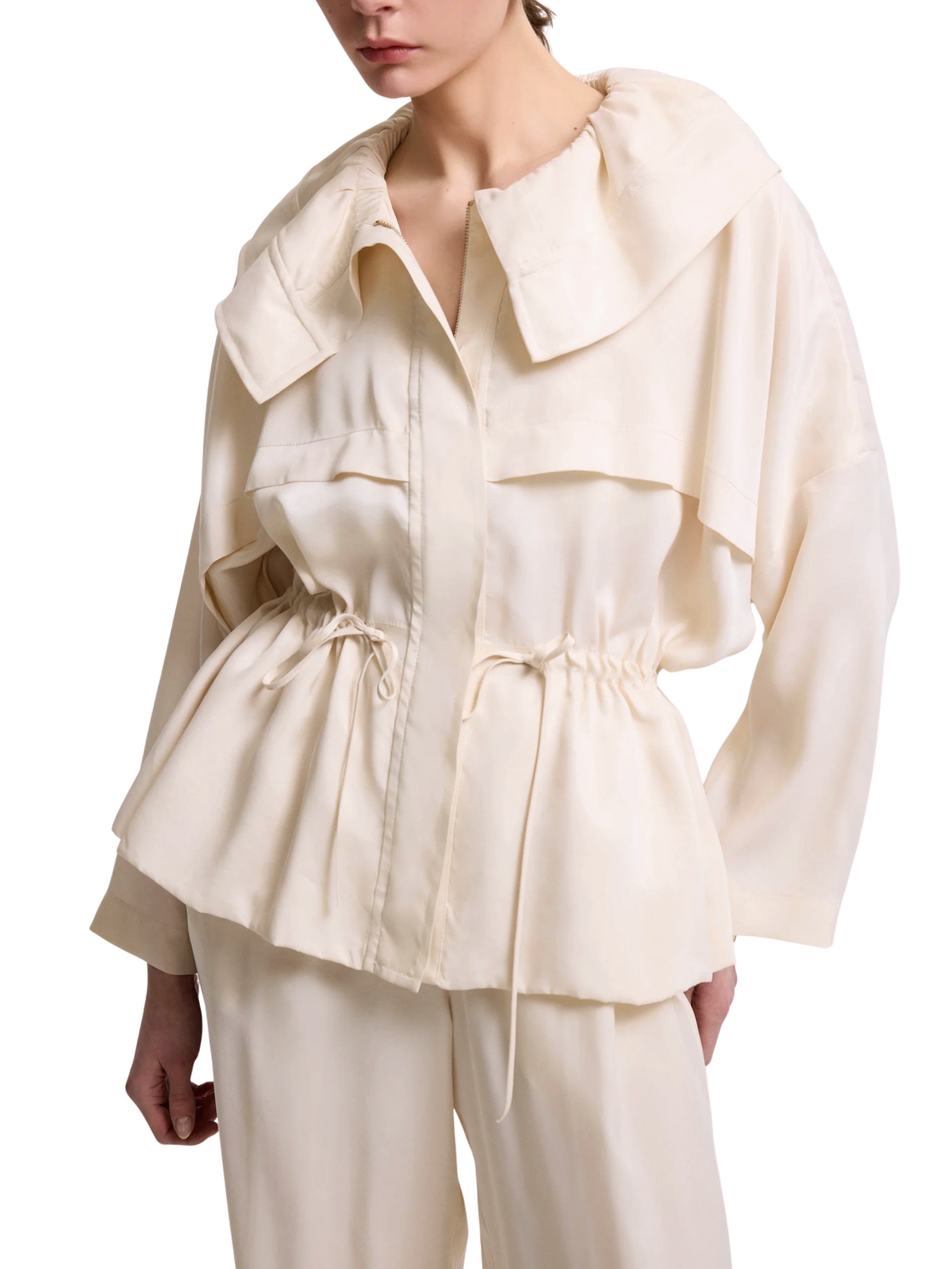 WAIST DRAWSTRING LIGHT BEIGE JACKET