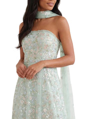 Forget-me-not strapless gown