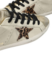 SUPER STAR LEATHER UPPER GLITTER TOE AND TONGUE LEATHER HEEL LEOPARD HORSY STAR