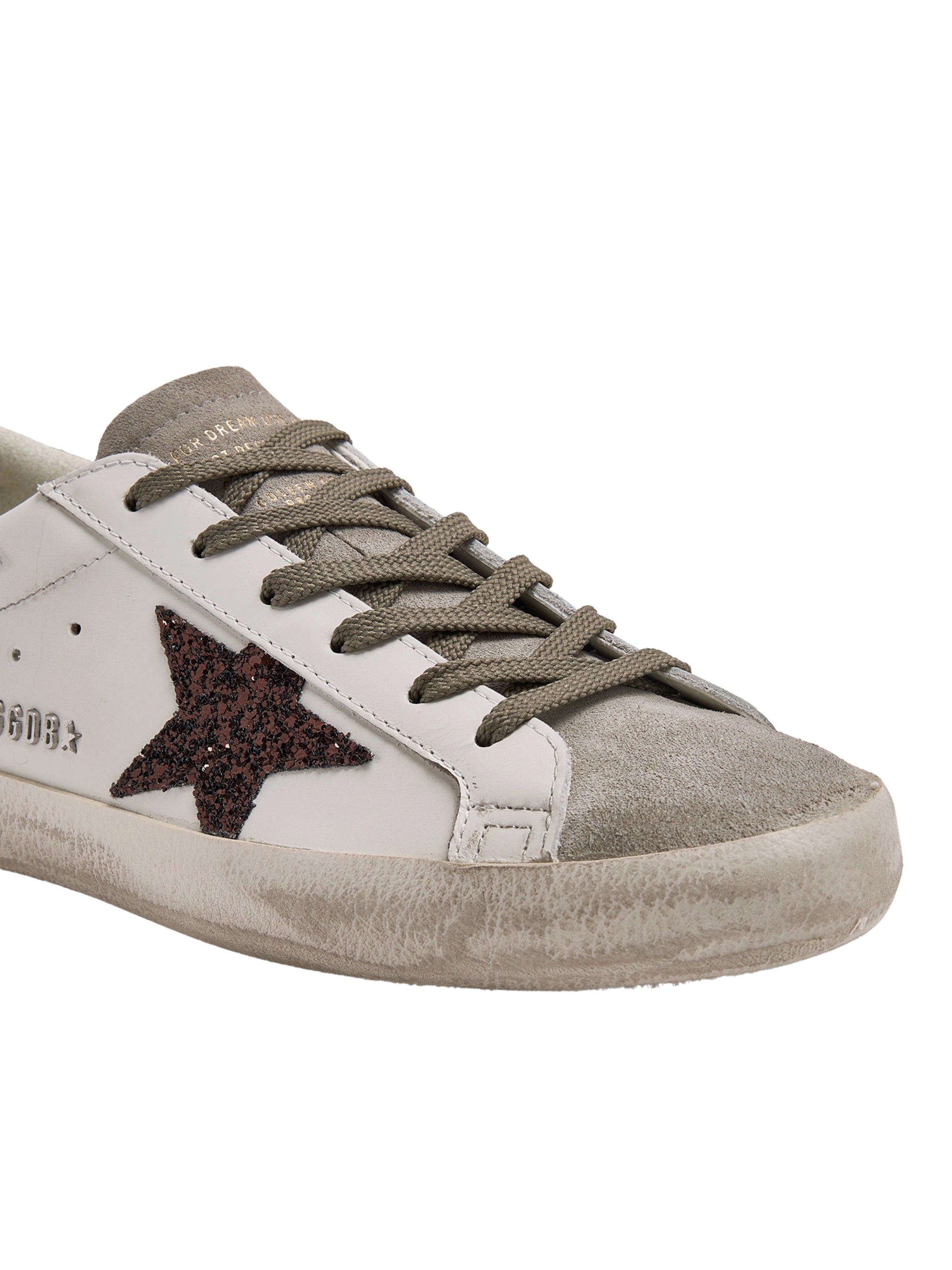 Super star leather upper suede toe and tongue glitter star and heel