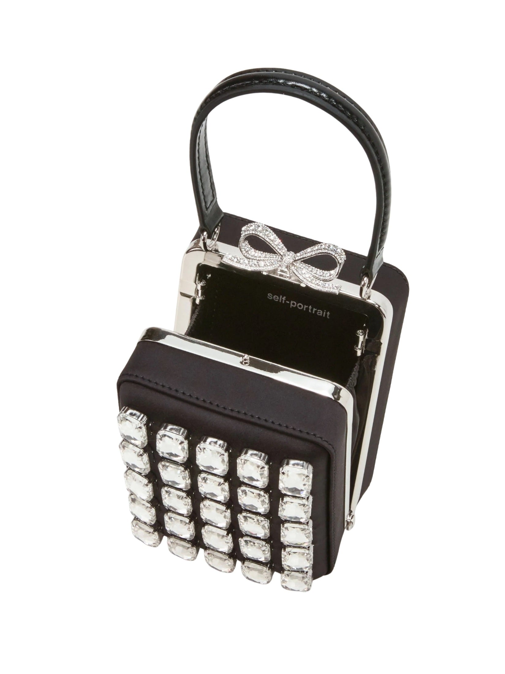 Black satin crystal micro bag