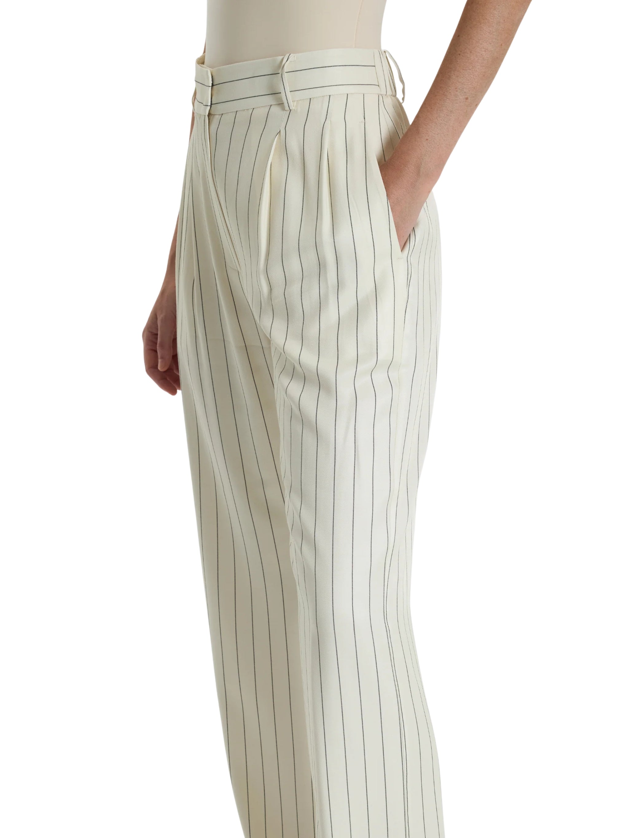 PINSTRIPE STRAIGHT-LEG TROUSERS