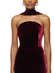 SCARF NECKLINE VELVET MOON GOWN