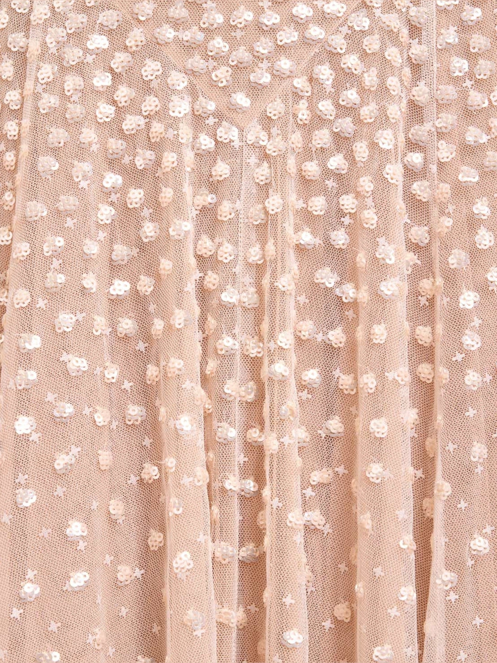 Sequin cascade round neck gown