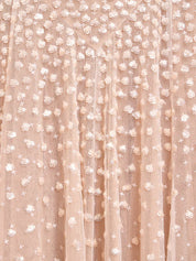 SEQUIN CASCADE ROUND NECK GOWN