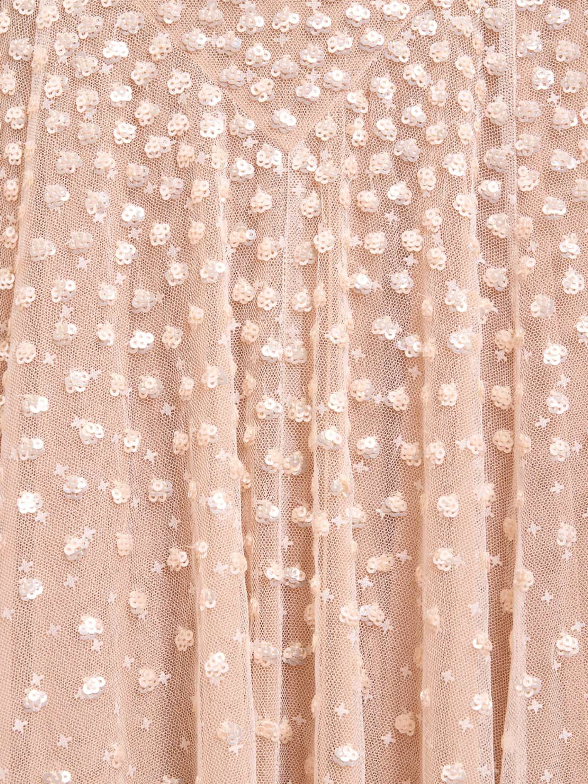 SEQUIN CASCADE ROUND NECK GOWN