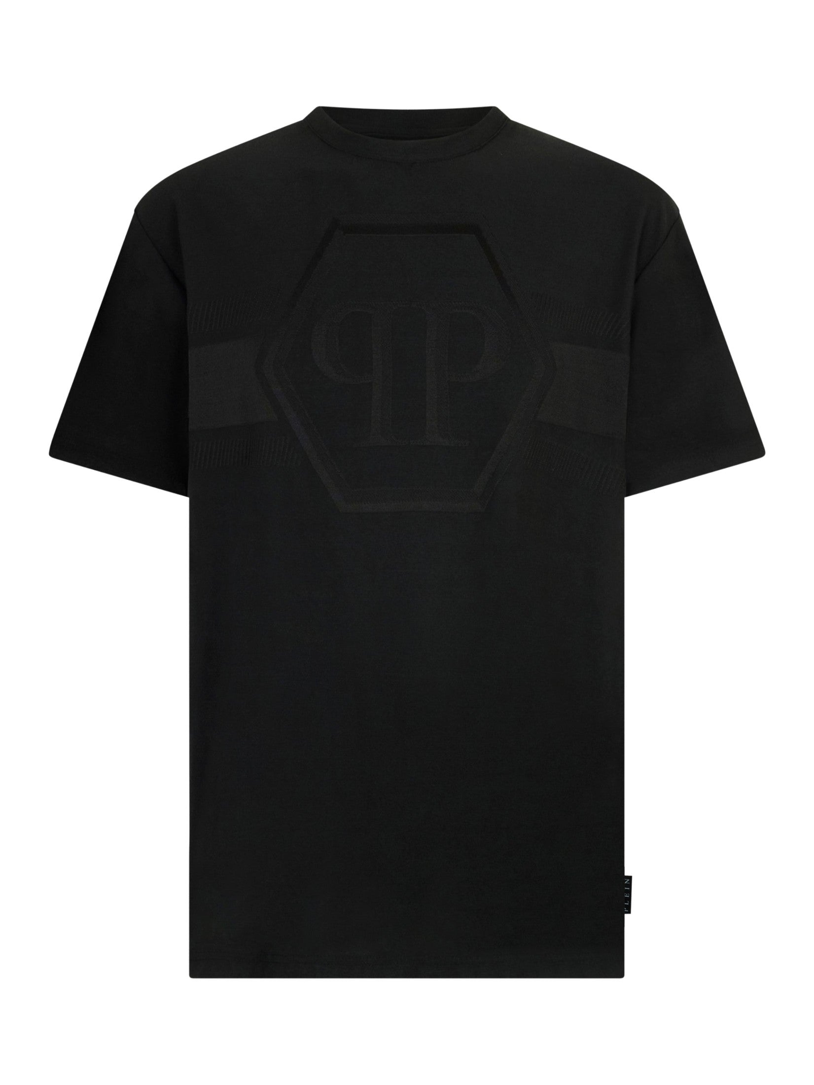 Round neck t-shirt jacquard hexagon line