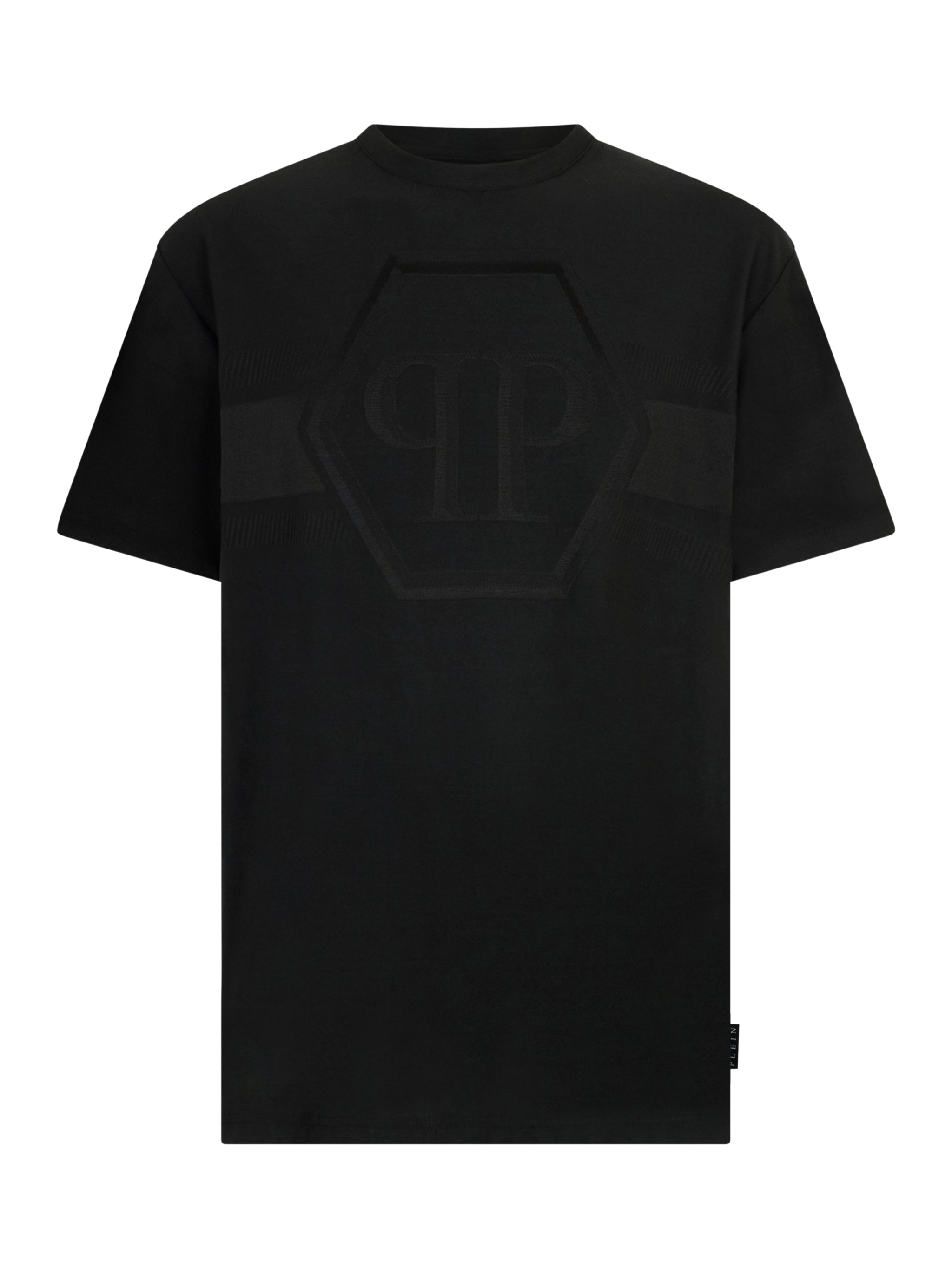 Round Neck T-Shirt Jacquard Hexagon Line