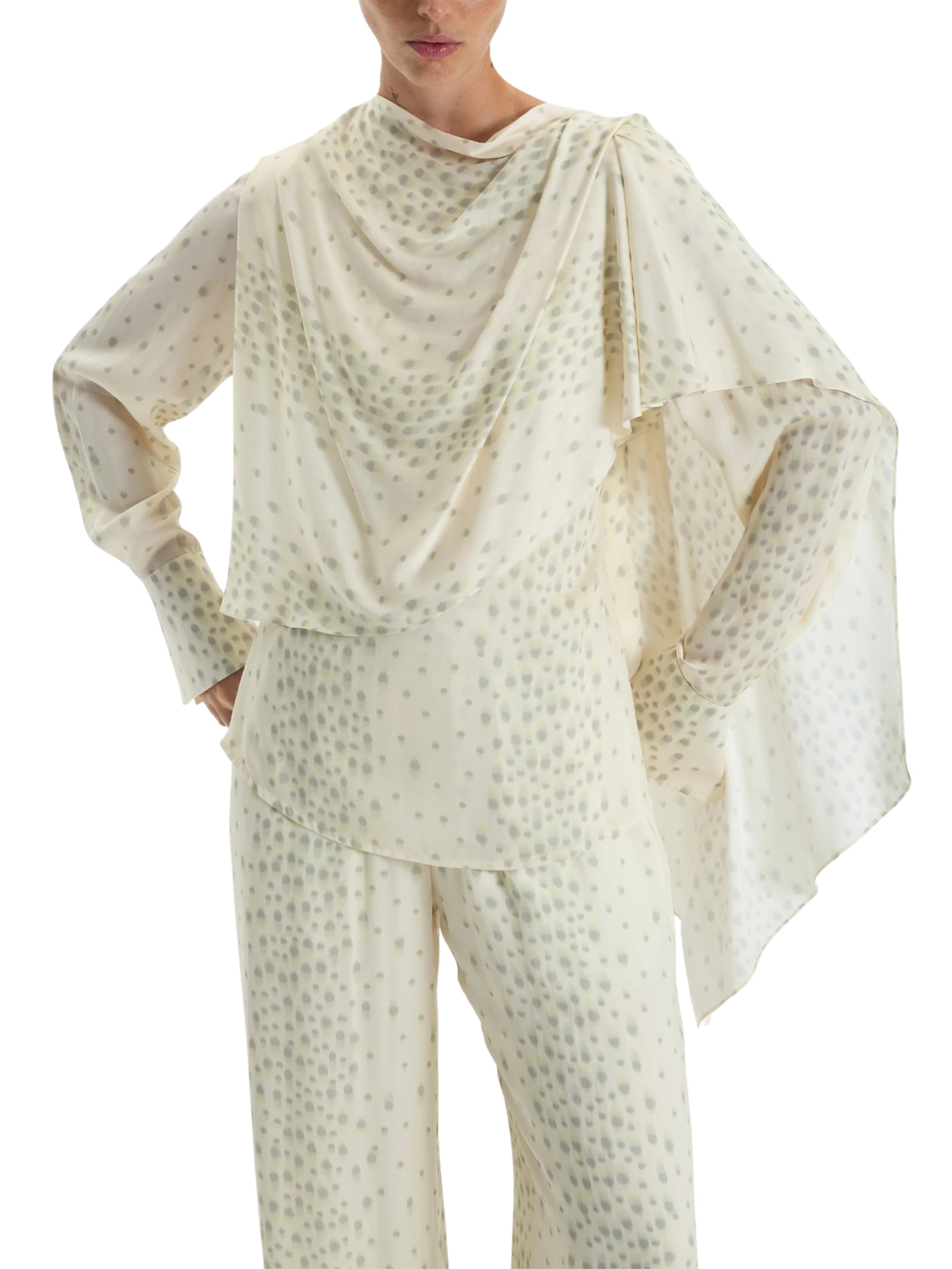 POLKA DOT DRAPED BLOUSE