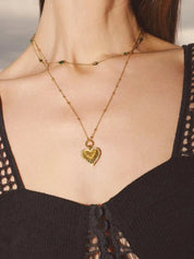 RIDGE HEART CHARM PENDANT NECKLACE