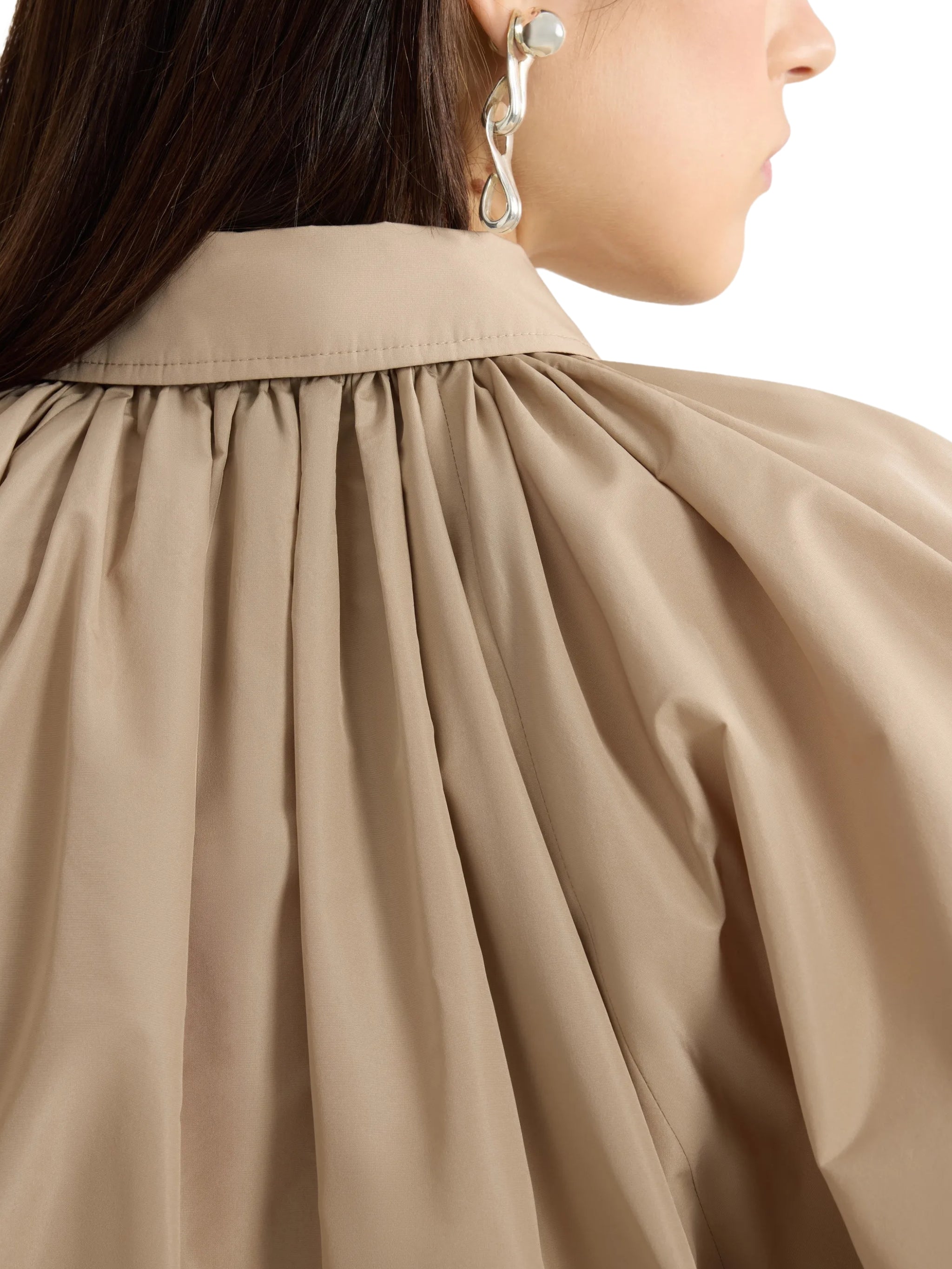 Recycled Faille Voluminous Short-Sleeved Blouse