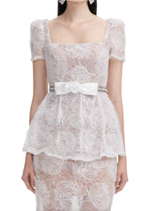 WHITE TULLE LACE MAXI DRESS