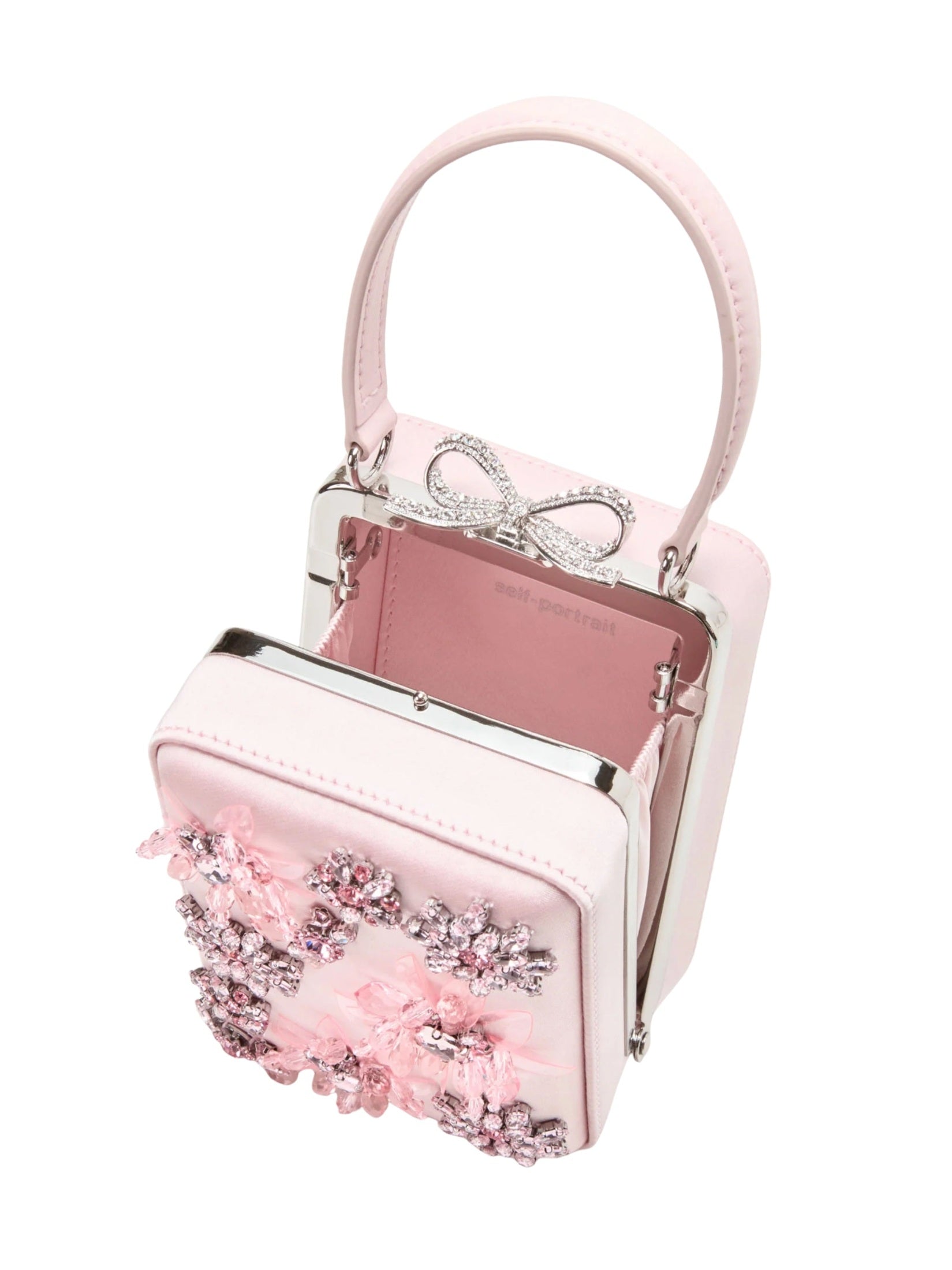 Pink satin floral beaded micro bag