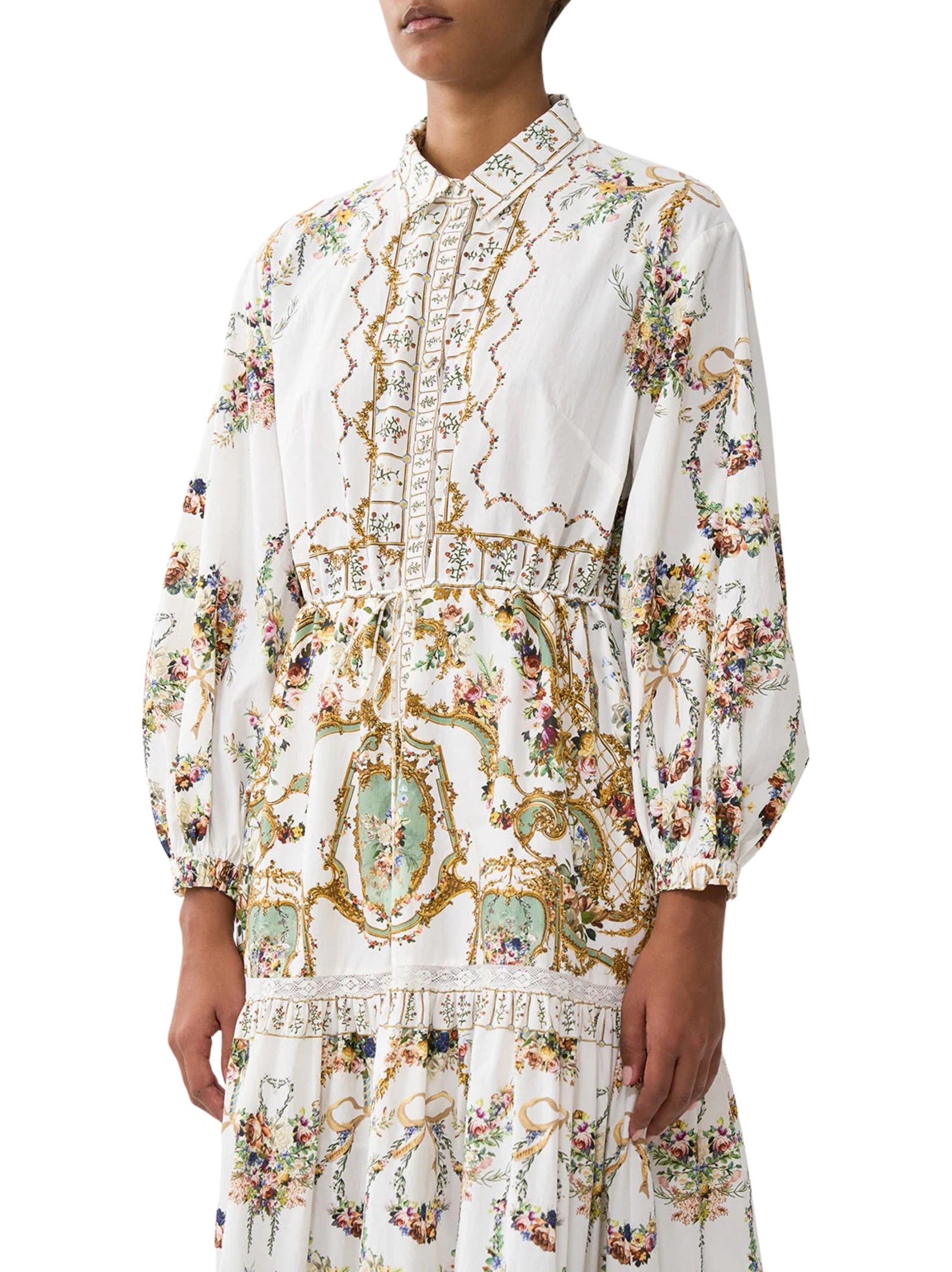 Tiered long shirt dress