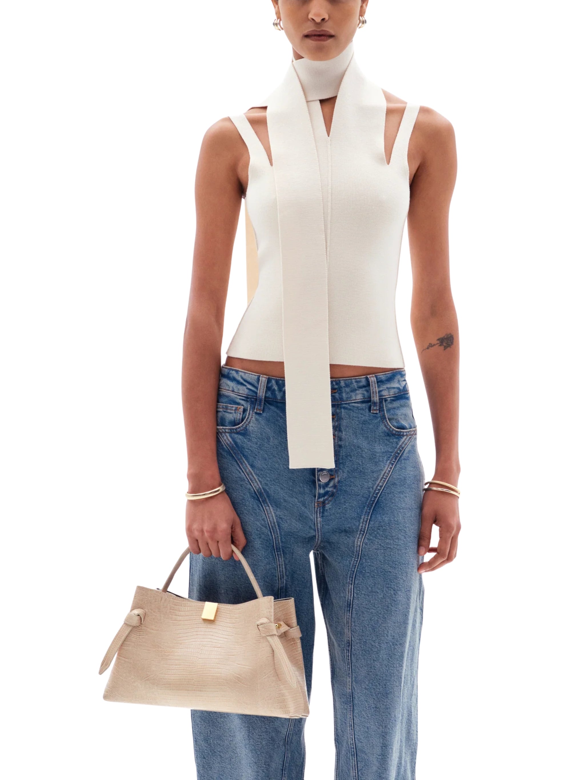 GYOZA COWHIDE LEATHER EMBOSSED LIZARD