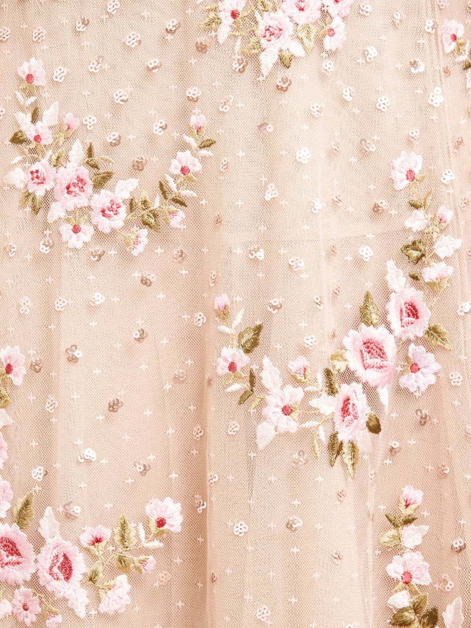 Crescent roses cape ankle gown
