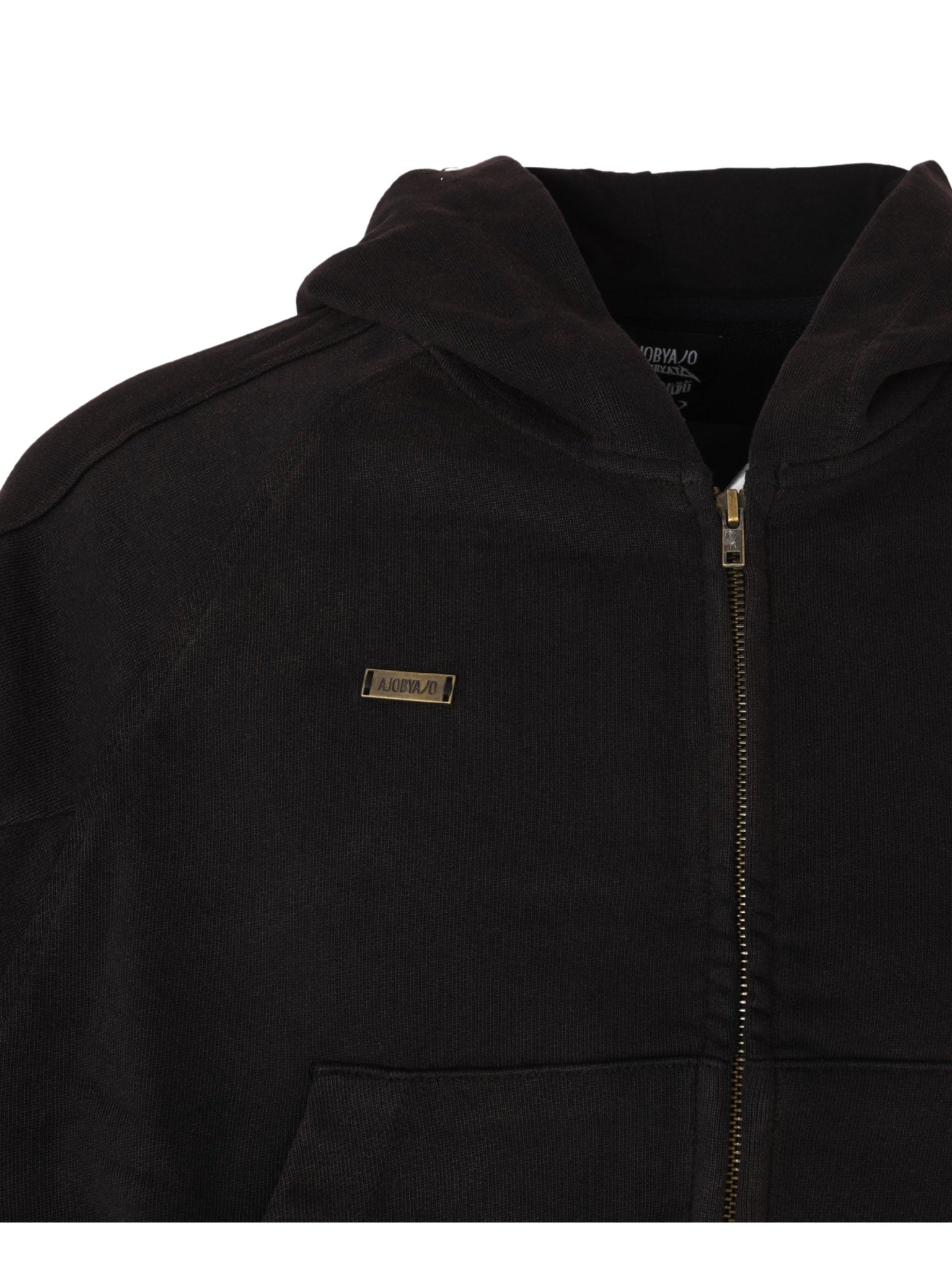 Cropped washed zip-up hoodie