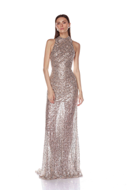TESSA SILVER HALTERNECK GOWN