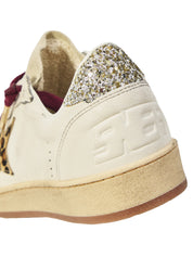 Ballstar nappa upper toe and spur suede tongue horsy star glitter heel