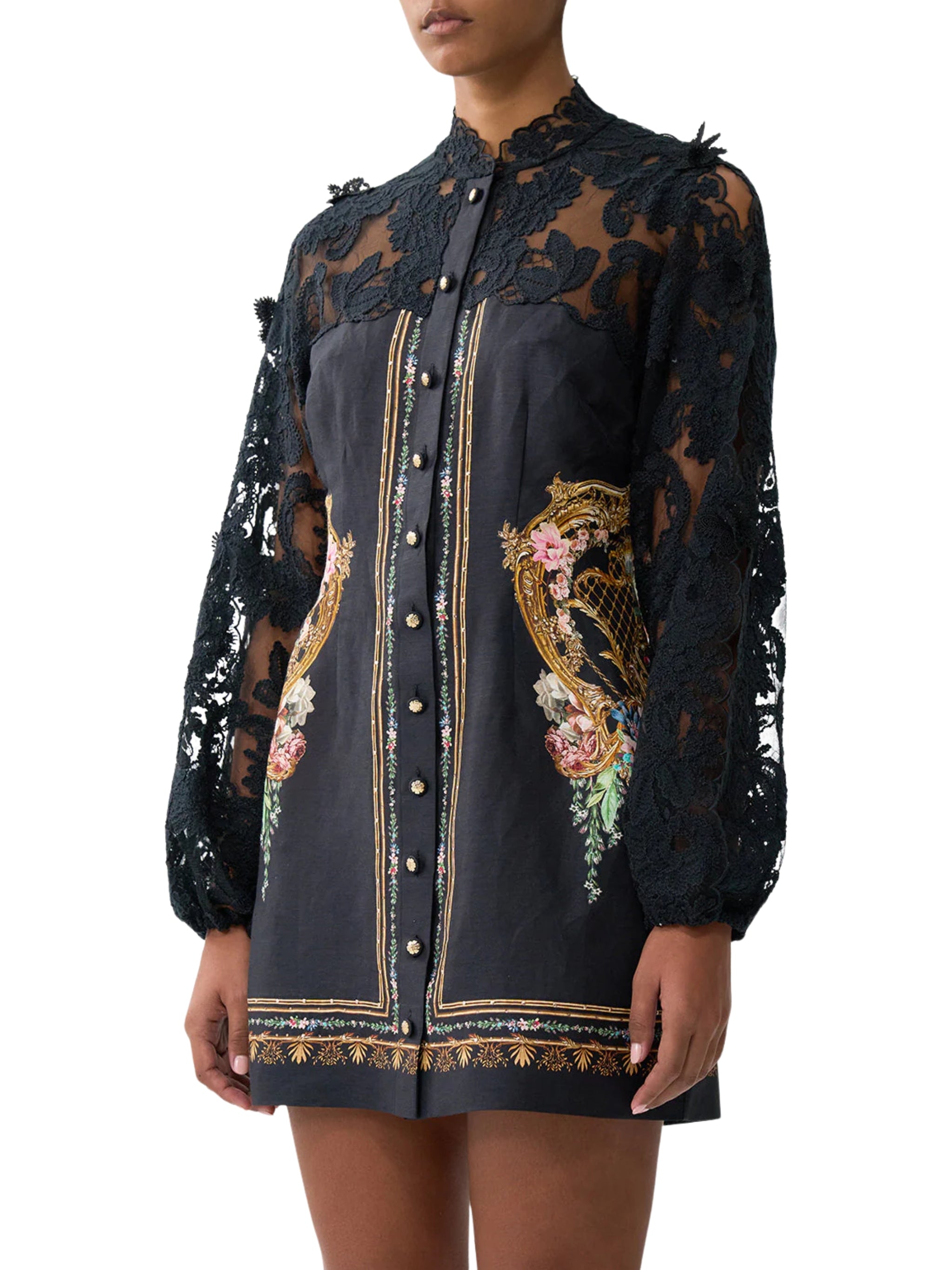 LACE SLEEVE MINI DRESS