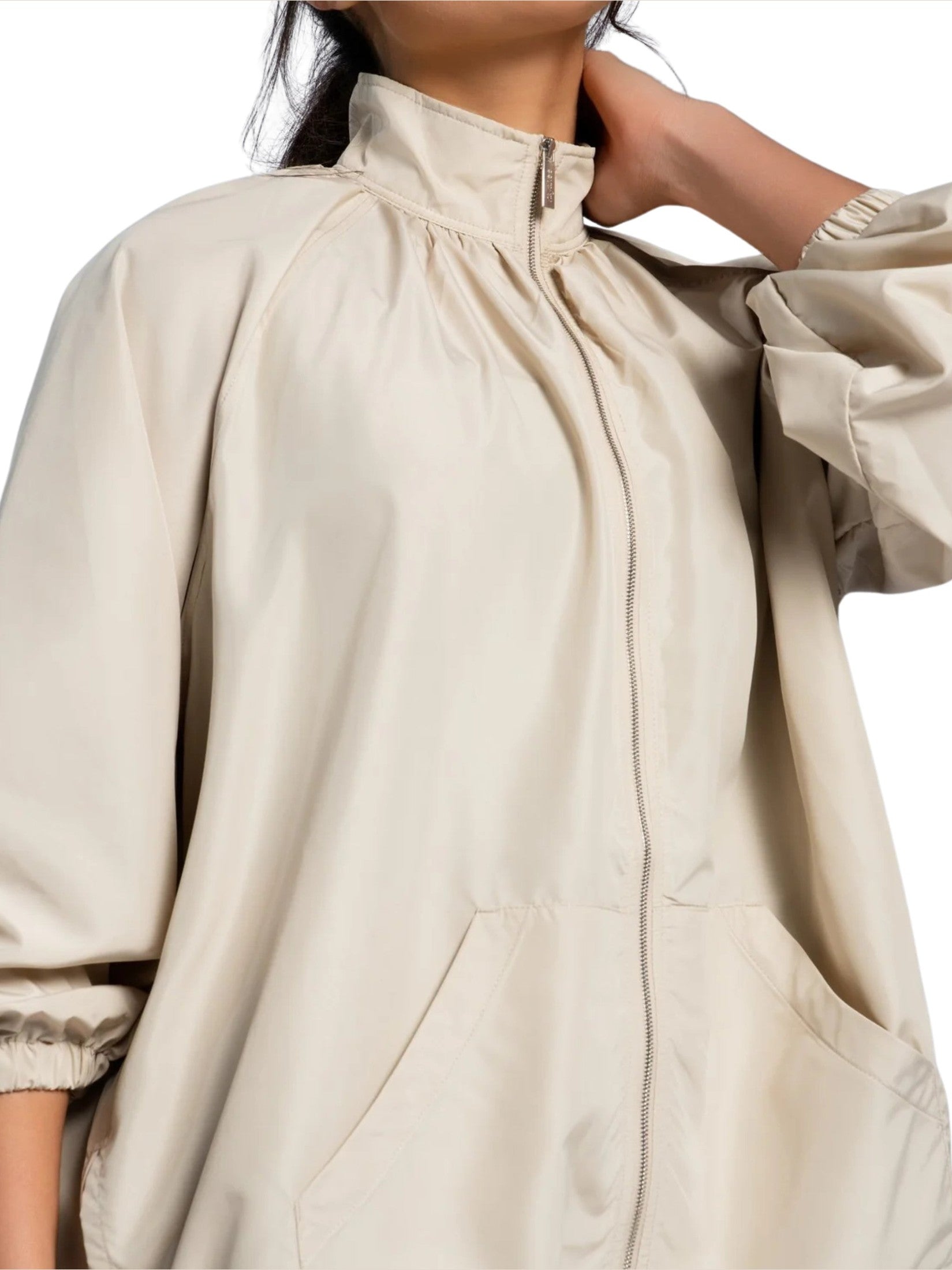 Gathered parka easonal beige