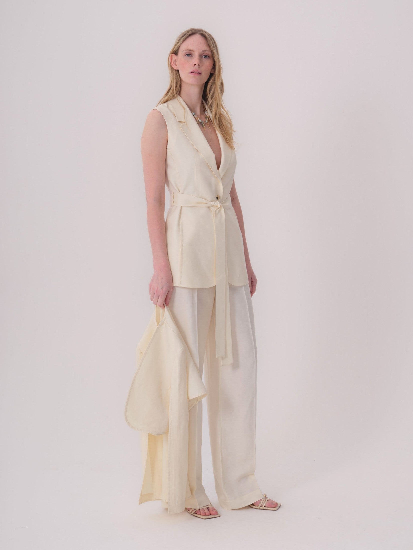 Jacket with Decorative Stitching and Bolero Detail