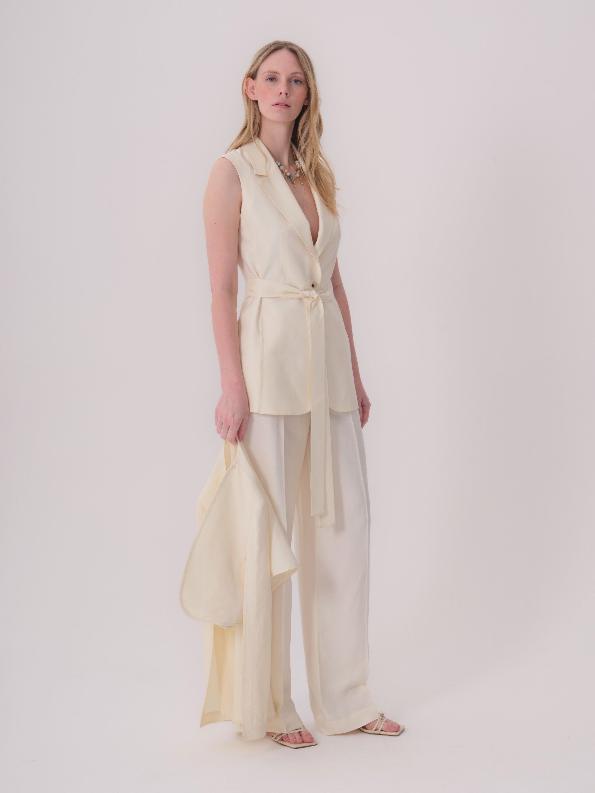 Jacket with Decorative Stitching and Bolero Detail