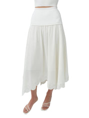 Haven embroidered linen knit skirt