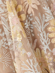 Midnight embroidered floral gown