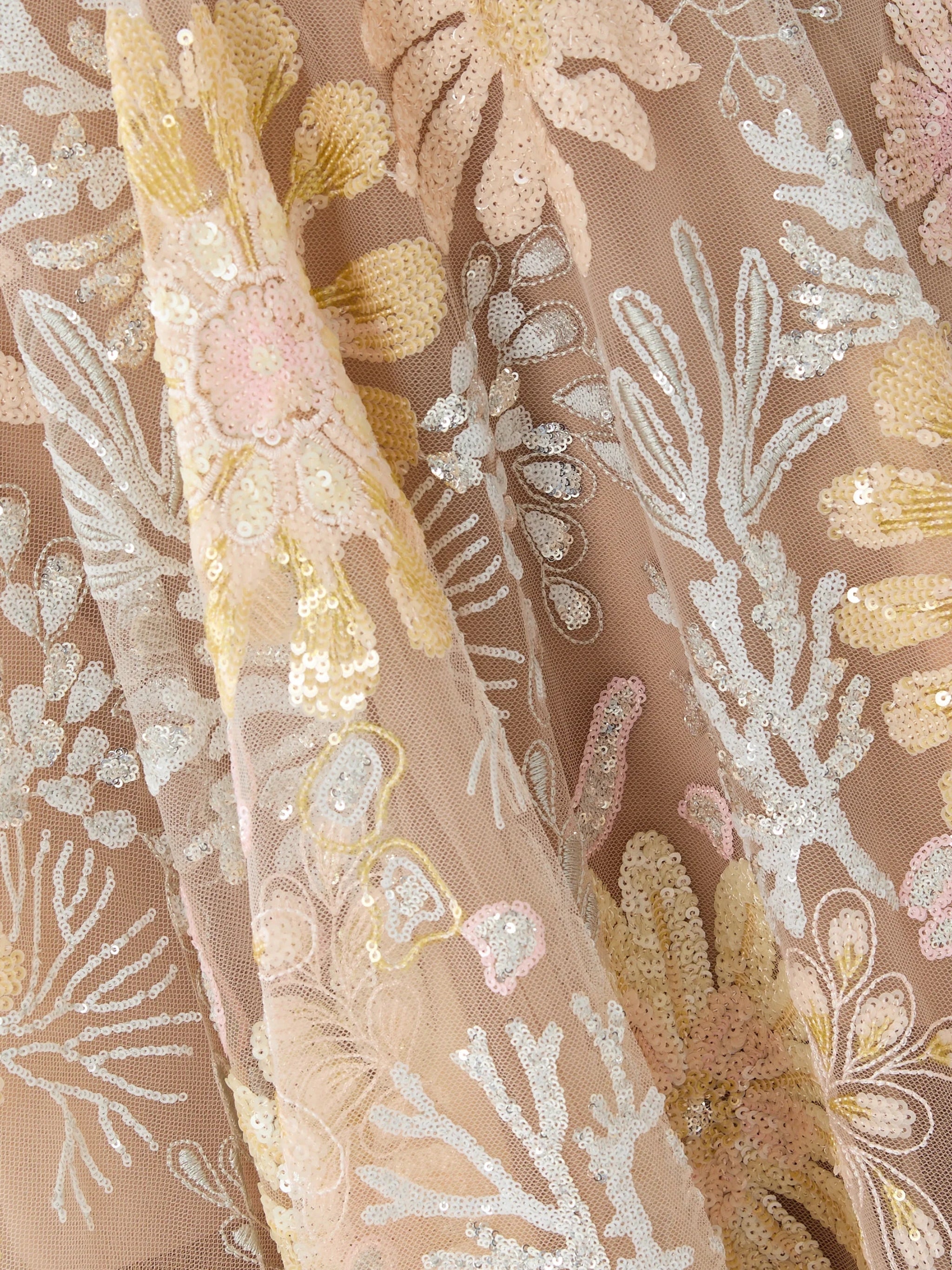 Midnight embroidered floral gown