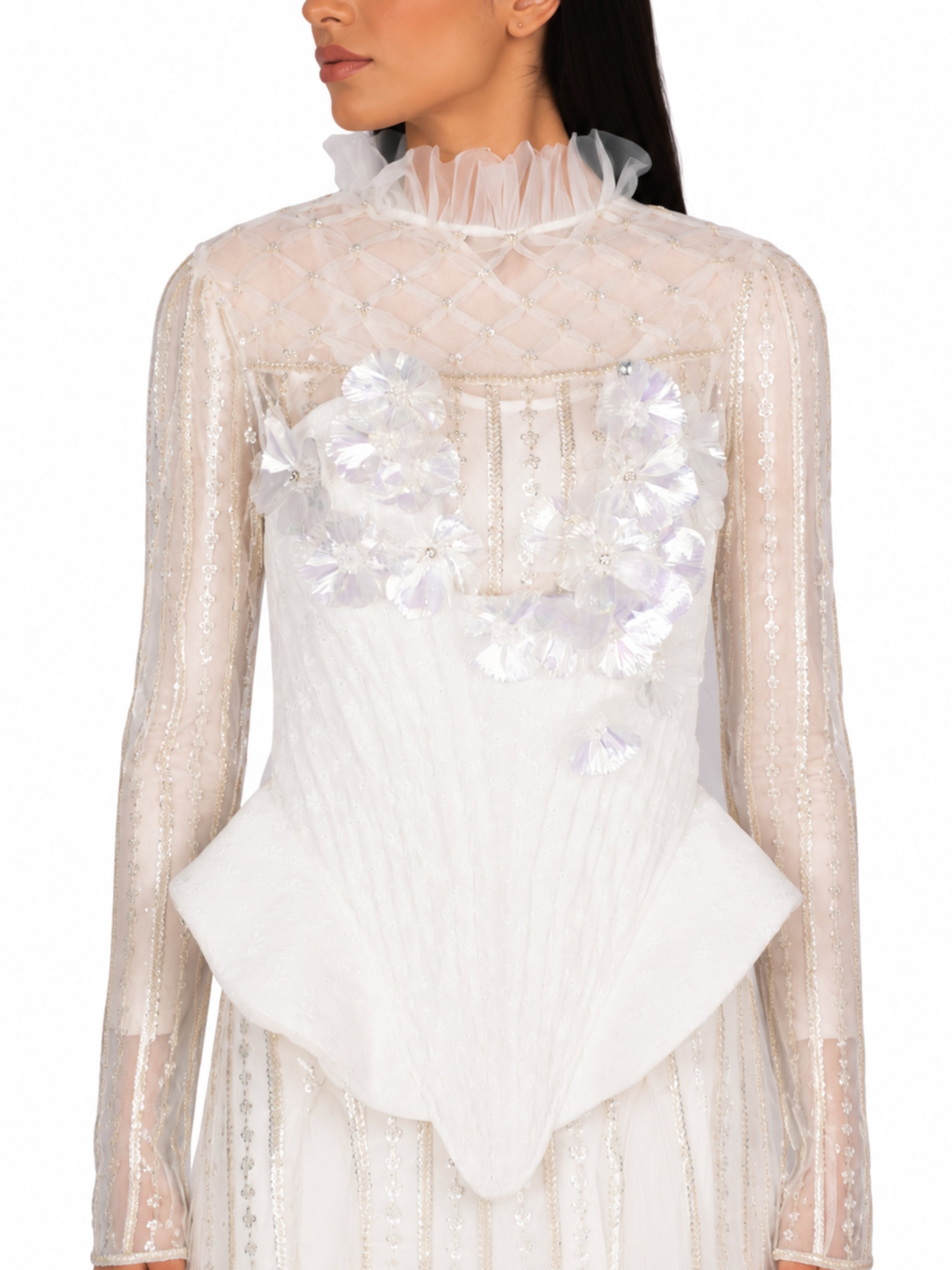 Off white after party wedding sequence dress with inner dress
