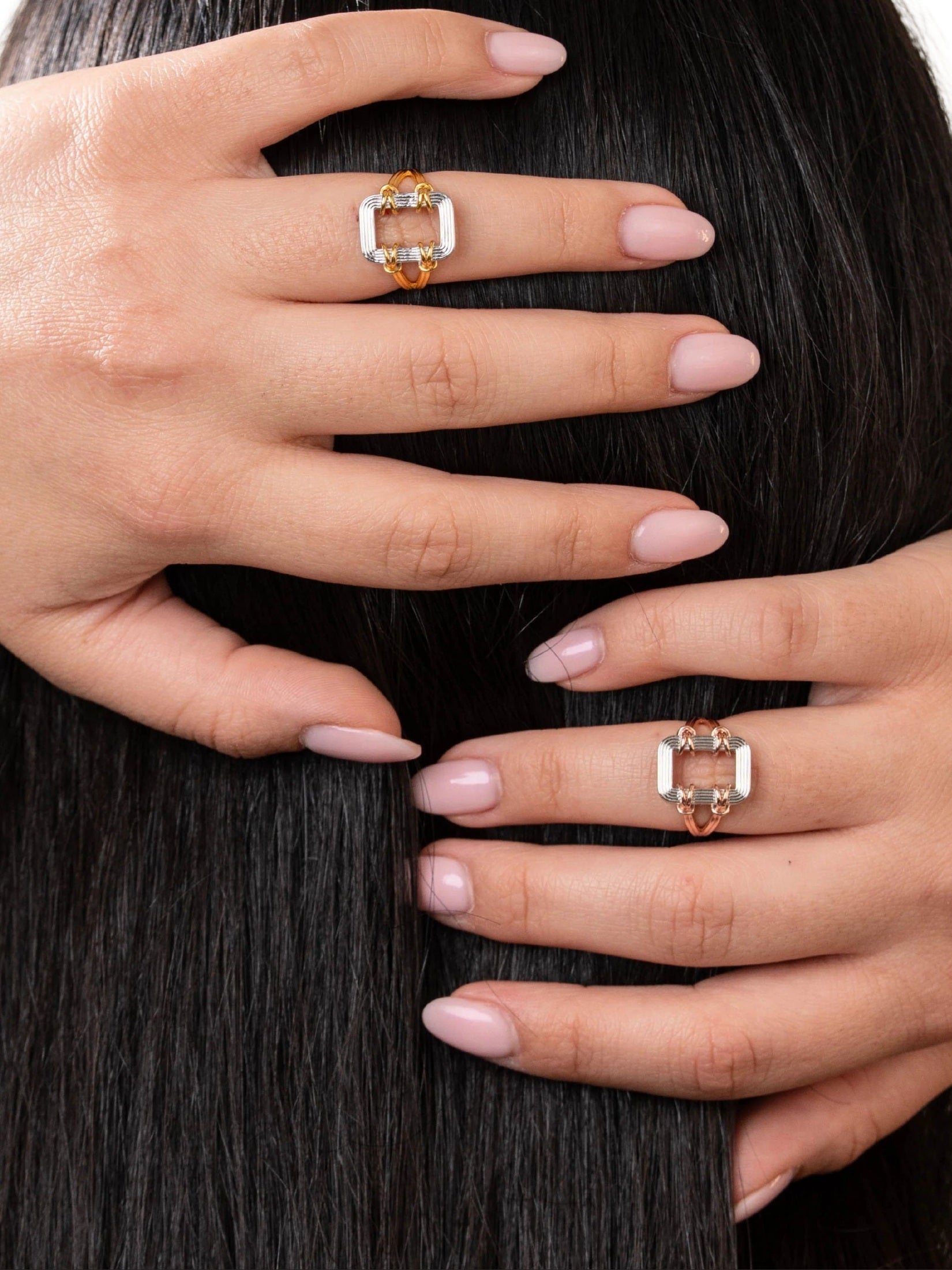 Asha ring in in sterling silver & 18k gold vermeil and rhodium