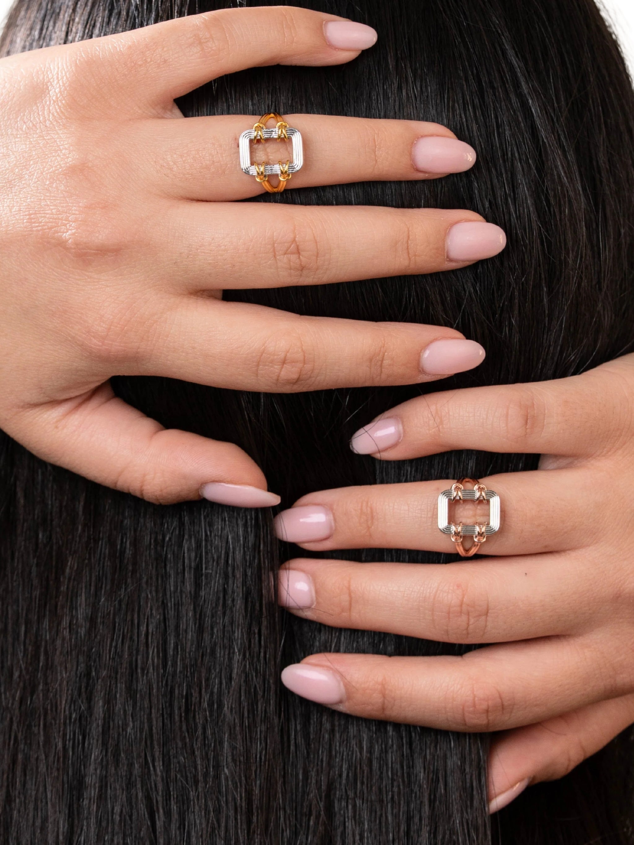 Asha ring in in sterling silver & 18k gold vermeil and rhodium