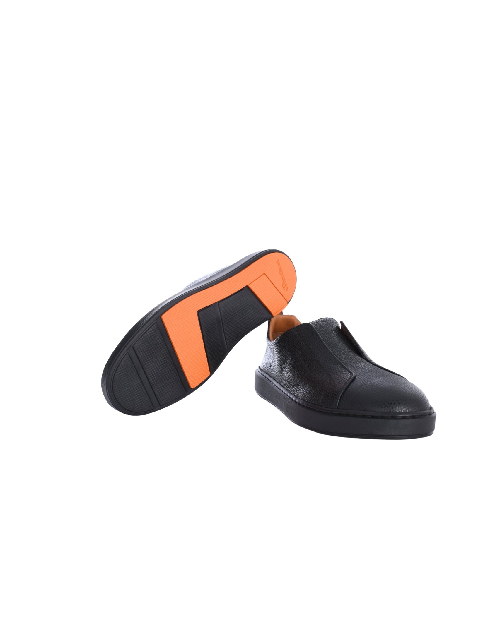 Men's black tumbled leather slip-on sneaker