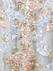 BAROQUE FLORAL ONE-SHOULDER MIDAXI DRESS