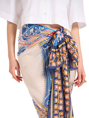 Pareo Lemuria Placée Blue In Cotton Voile (140X140)