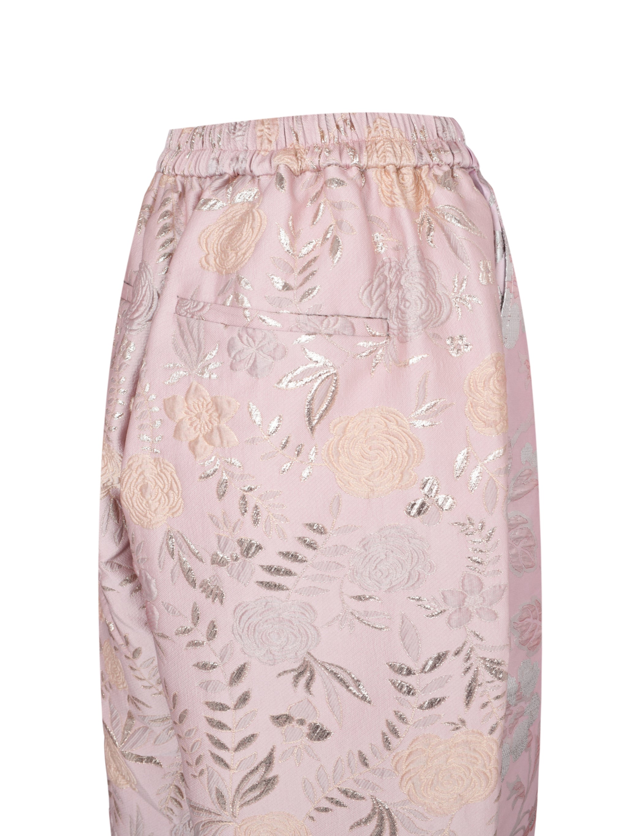 Mix lamejacquard straight fit ankle pants with full elastic waistband pristine