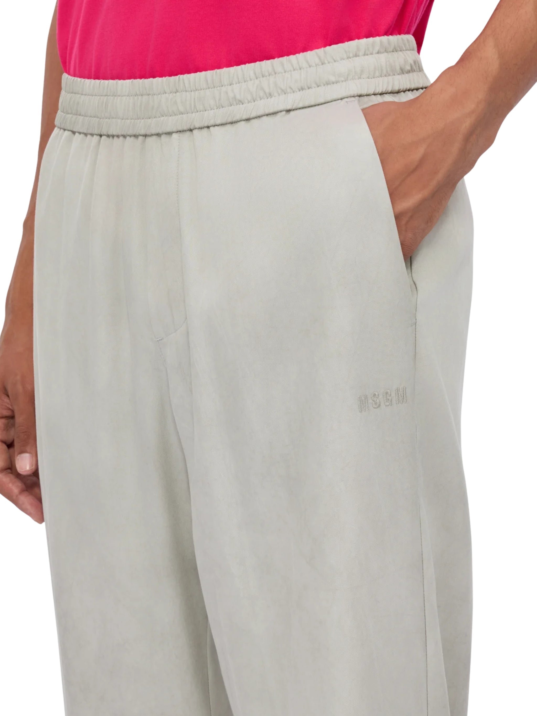 Ice grey wide-leg lyocell trousers