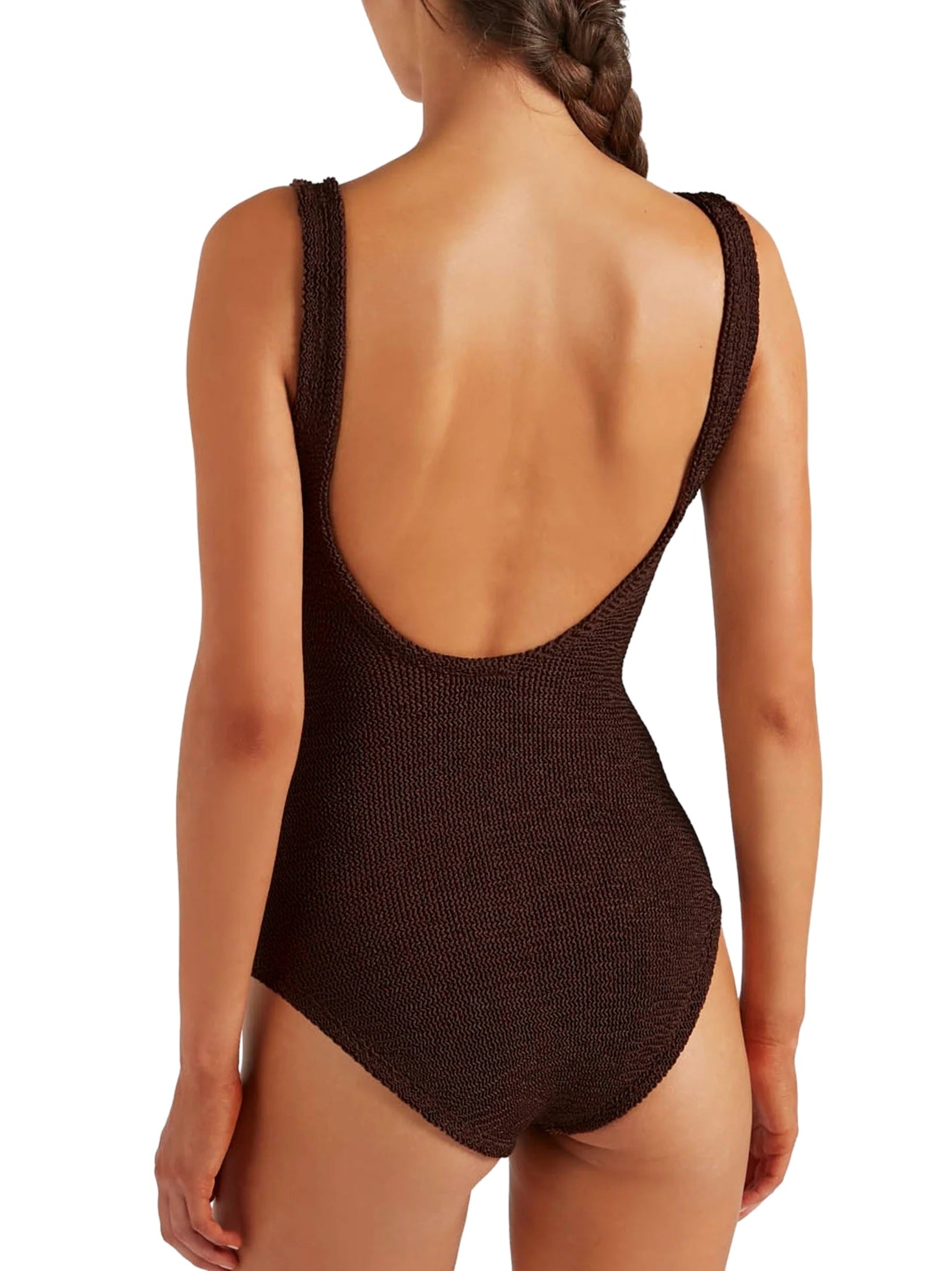 Coverage celine swim with fabric covered hoops - m metallic crinkle metallic chocolate