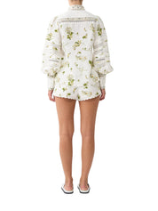 BUTTONED COLLAR BLOUSE WITH BLOUSON SLEEVE